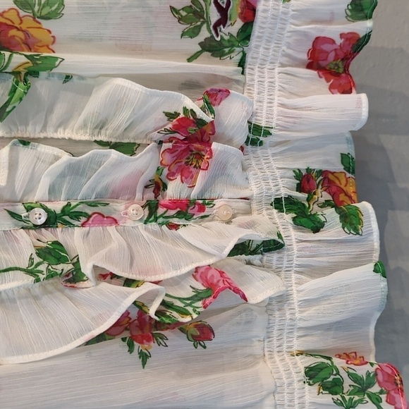 Hollister Y2K See Through Floral Flutter Top Beach Festival Medium Roses - Picture 3 of 8